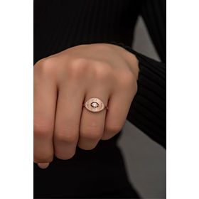 Nereze Ayarlanabilir Zirkon Taşlı Rose Tasarım 925 Ayar Gümüş Yüzük