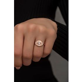 Nereze Ayarlanabilir Zirkon Taşlı Rose Tasarım 925 Ayar Gümüş Yüzük