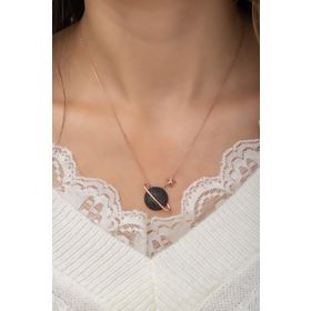 Nereze MKN118 Siyah Gezegen 925 Ayar Gümüş Kolye