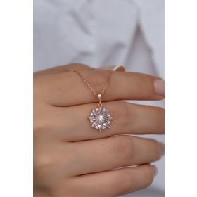 Nereze NRZ99328 Beyaz Taşlı Lotus Çiçeği 925 Ayar Gümüş Kolye