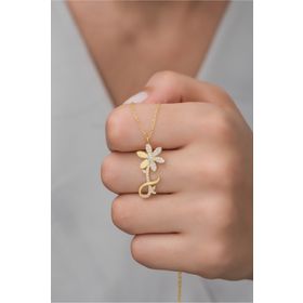Nereze NRZ99471 Gold Sonsuz Aşk Çiçeği 925 Ayar Gümüş Kolye