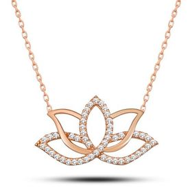 Nereze NRZ99725 Zirkon Taşlı Lotus Çiçeği 925 Ayar Gümüş Kolye