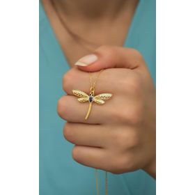 Nereze NRZ99731 925 Ayar Gümüş Gold Zirkon Taşlı Yusufcuk Kolye