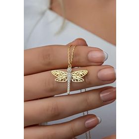 Nereze NRZ99731 925 Ayar Gümüş Gold Zirkon Taşlı Yusufcuk Kolye