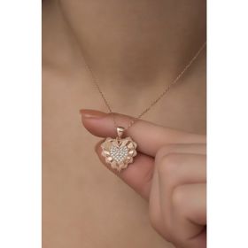 Nereze NRZ998285 925 Ayar Gümüş Kalemli Zirkon Taşlı Kalp Kolye