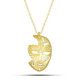 Nereze NRZ998334 925 Ayar Gümüş Gold Rengi Maske Kolye