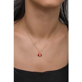 Nereze NRZ998337 925 Ayar Gümüş Gold Mineli Uğur Böceği Kolye