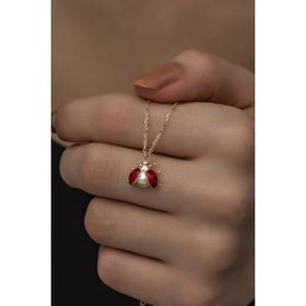 Nereze NRZ998337 925 Ayar Gümüş Gold Mineli Uğur Böceği Kolye