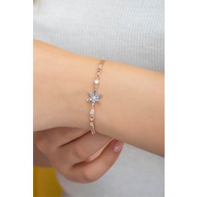 Nereze NRZ998507 925 Ayar Aquamarin Taşlı Lotus Çiçeği Gümüş Bileklik