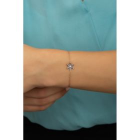 Nereze NRZ998507 925 Ayar Aquamarin Taşlı Lotus Çiçeği Gümüş Bileklik