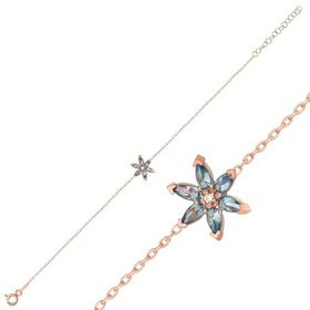 Nereze NRZ998507 925 Ayar Aquamarin Taşlı Lotus Çiçeği Gümüş Bileklik