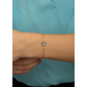 Nereze NRZ998507 925 Ayar Aquamarin Taşlı Lotus Çiçeği Gümüş Bileklik