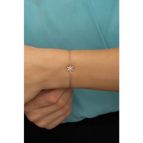 Nereze NRZ998508 925 Ayar Beyaz Taşlı Lotus Çiçeği Gümüş Bileklik
