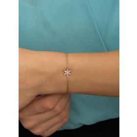 Nereze NRZ998508 925 Ayar Beyaz Taşlı Lotus Çiçeği Gümüş Bileklik