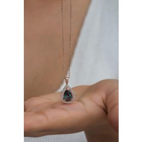 Nereze NRZ998514 925 Ayar Mistik Topaz Taşlı Damla Tektaş Kadın Gümüş Kolye
