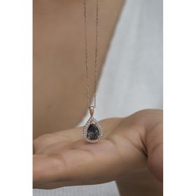 Nereze NRZ998514 925 Ayar Mistik Topaz Taşlı Damla Tektaş Kadın Gümüş Kolye