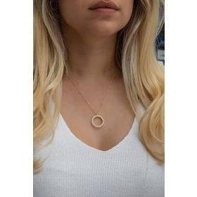Nereze NRZ998522 925 Ayar Gold Kaplama Çerçeveli Çeyreklik Kadın Gümüş Kolye