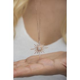 Nereze NRZ998524 925 Ayar Rose Zirkon Taşlı Sirius Yıldızı Kadın Gümüş Kolye