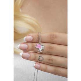 Nereze NRZ998552 925 Ayar Rodyumlu Pembe Mineli Unicorn Kadın Gümüş Kolye