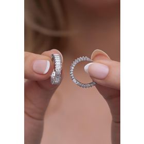 Nereze NRZ998595 925 Ayar Gümüş 15 mm Baget Taşlı Tamtur Küpe