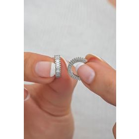 Nereze NRZ998596 925 Ayar Gümüş 10 mm Baget Taşlı Tamtur Küpe