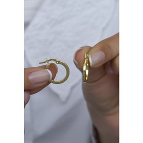 Nereze NRZ998630 925 Ayar Gümüş Gold 15 mm Tamtur Halka Küpe