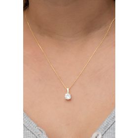 Nereze NRZ9986783 925 Ayar Gold Tektaş Tasarım Gümüş Kolye