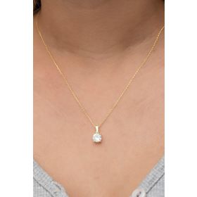 Nereze NRZ9986783 925 Ayar Gold Tektaş Tasarım Gümüş Kolye