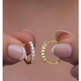 Nereze NRZ998799 925 Ayar Gümüş Gold 15 Mm Zirkon Taşlı Halka Küpe