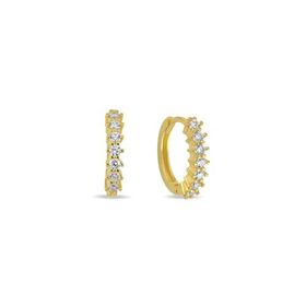 Nereze NRZ998799 925 Ayar Gümüş Gold 15 Mm Zirkon Taşlı Halka Küpe
