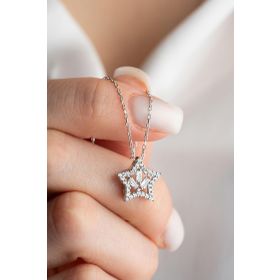 Nereze NRZ999369 925 Ayar Gümüş Rodyumlu Baget Taşlı Yıldız Kadın Kolye