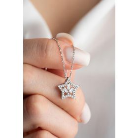 Nereze NRZ999369 925 Ayar Gümüş Rodyumlu Baget Taşlı Yıldız Kadın Kolye