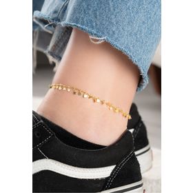 Nereze NRZ999705 925 Ayar Gümüş Gold Kaplama Kalp Yıldız Damla Üçgen Figürlü Halhal