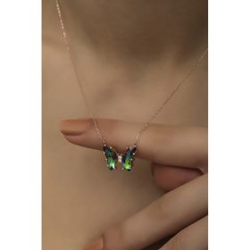 Nereze TRDYL167 Mistik Topaz Taşlı Kelebek 925 Ayar Gümüş Kolye