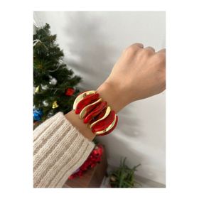 Nergis Collection Kadın Tasarım Kırmızı Kemik Akrilik Bileklik