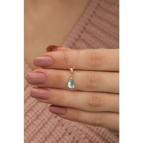 Nerze 925 Damla Aquamarin Taşlı Kadın Gümüş Kolye
