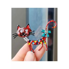 Neşeli Kedi Figürlü Canlı Renkli Broş