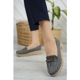 Nesil Shoes Nstar 400 Gri Kot Kadın Günlük Ayakkabı
