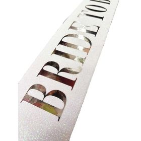 Nessi World 10x80 cm Beyaz Üzeri Gümüş Büyük Bride To Be Yazılı Simli Işıltılı Kuşak Kemer