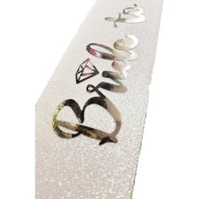 Nessi World 10x80 cm Beyaz Üzeri Gümüş İtalik Alyanslı Bride To Be Yazılı Simli Işıltılı Kuşak Kemer
