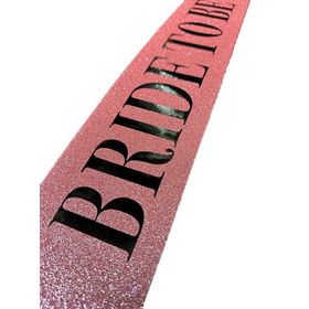 Nessi World 10x80 cm Pembe Üzeri Siyah Kalın Bride To Be Yazılı Simli Işıltılı Kuşak Kemer