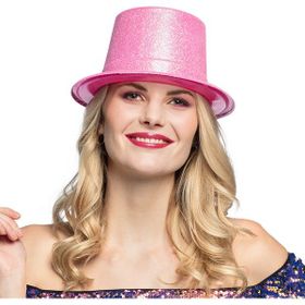 Nessi World 12 cm Floresan Pembe Renk Simli Uzun Fötr Melon Şapka
