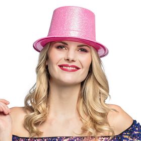Nessi World 12 cm Floresan Pembe Renk Simli Uzun Fötr Melon Şapka
