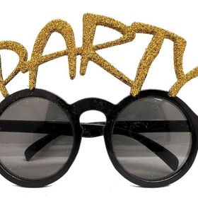 Nessi World 15x7 cm Altın Simli Party Yazılı Show Parti Gözlüğü