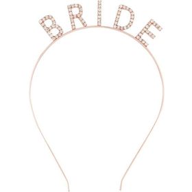 Nessi World 16x10 cm Rose Gold Renk Bekarlığa Veda Kristal Taş Bride Tacı