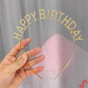 Nessi World 16x17 cm Altın Gold Renk Kristal Taşlı Parlak Happy Birthday Taç