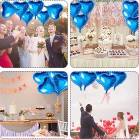 Nessi World 18 inç 45 cm 25 Adet Metalize Parlak Mavi Kalp Şekilli UçanFolyo Balon