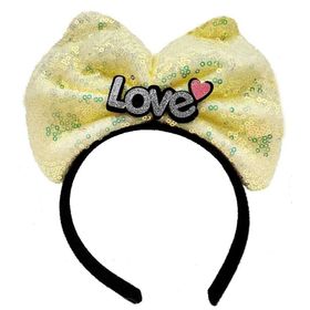 Nessi World 20x17 cm Led Işıklı 3 Farklı Fonksiyonda Yanan Gümüş Love Yazılı Sarı Fiyonk Taç