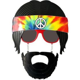 Nessi World 26x18 cm Siyah Saçlı Bandana Tasarımlı Hippi Parti Gözlüğü