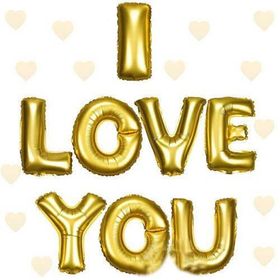Nessi World 35 cm I Love You Altın Renk Folyo Balon